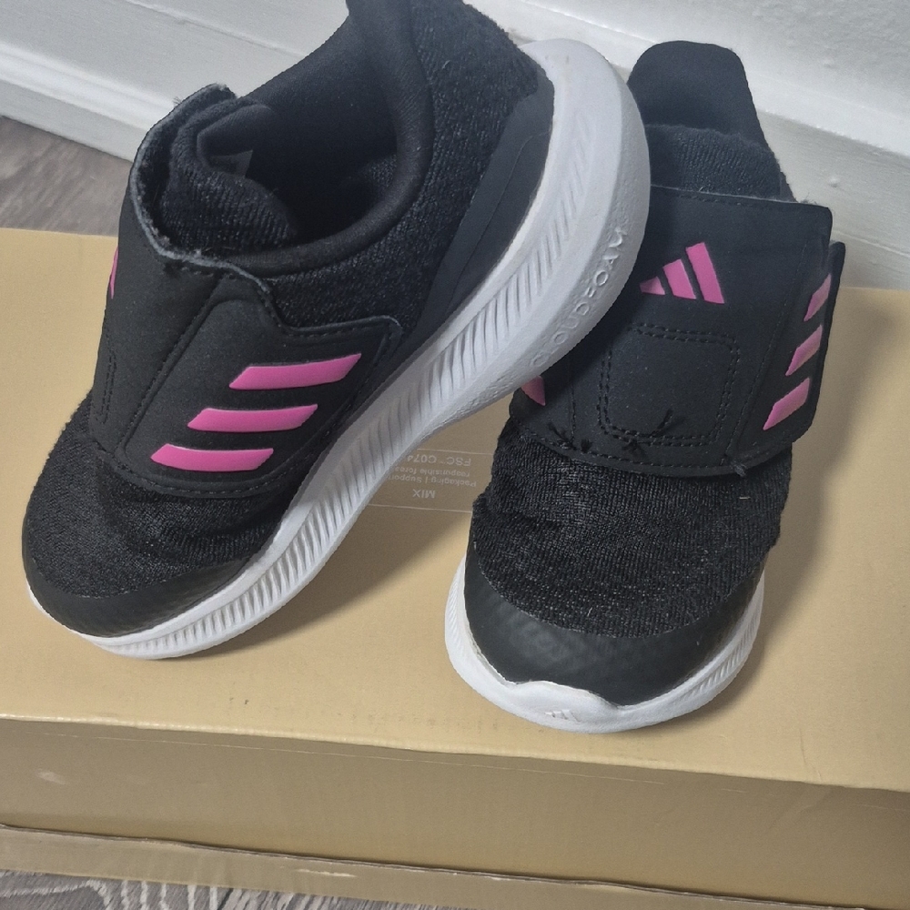 adidas Kids Black and Pink Sneakers